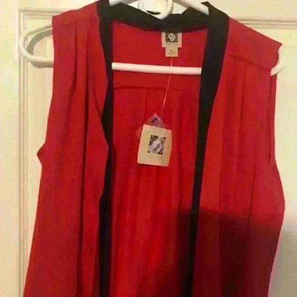 Anne Klein red sleeveless blouse M - Picture 1 of 4
